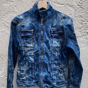 Acid Washed Distressed Denim Jacket